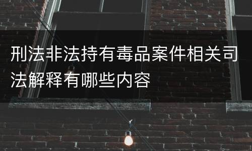 刑法非法持有毒品案件相关司法解释有哪些内容