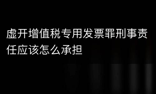 虚开增值税专用发票罪刑事责任应该怎么承担
