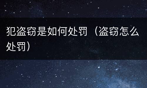 犯盗窃是如何处罚（盗窃怎么处罚）