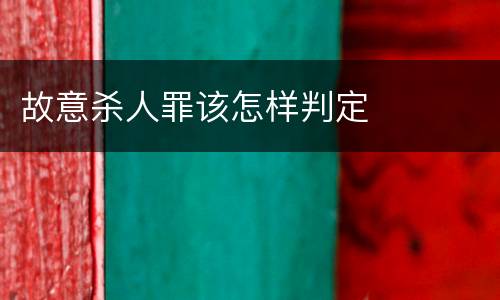 故意杀人罪该怎样判定