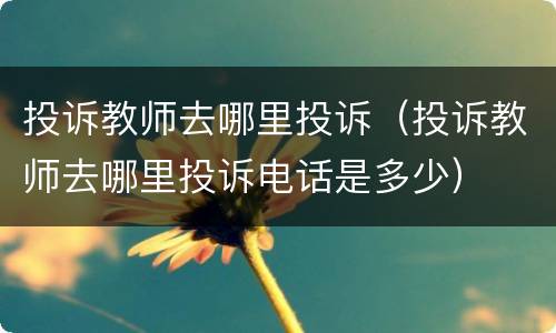 投诉教师去哪里投诉（投诉教师去哪里投诉电话是多少）