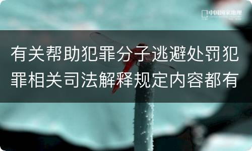 有关帮助犯罪分子逃避处罚犯罪相关司法解释规定内容都有哪些
