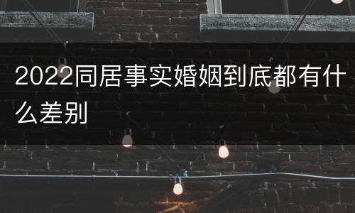 2022同居事实婚姻到底都有什么差别