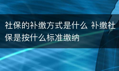 社保的补缴方式是什么 补缴社保是按什么标准缴纳
