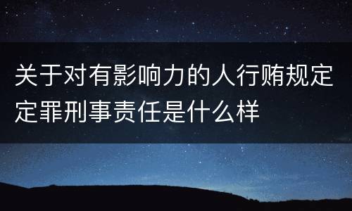 关于对有影响力的人行贿规定定罪刑事责任是什么样