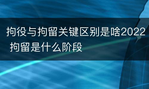 拘役与拘留关键区别是啥2022 拘留是什么阶段