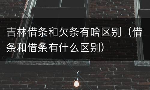 吉林借条和欠条有啥区别（借条和借条有什么区别）