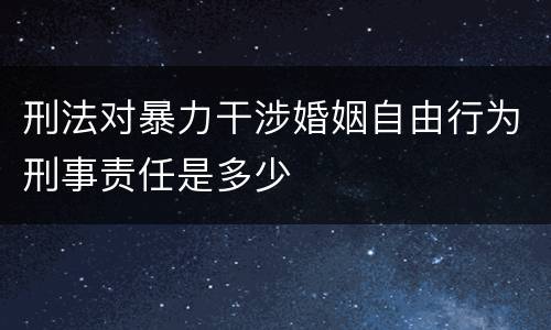 刑法对暴力干涉婚姻自由行为刑事责任是多少