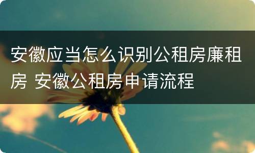 安徽应当怎么识别公租房廉租房 安徽公租房申请流程