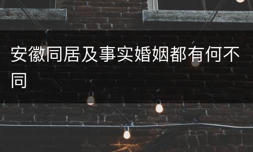 安徽同居及事实婚姻都有何不同