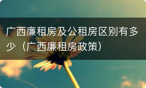 广西廉租房及公租房区别有多少（广西廉租房政策）