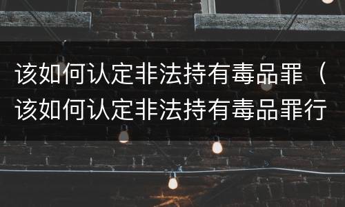 该如何认定非法持有毒品罪（该如何认定非法持有毒品罪行）