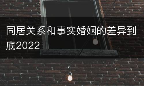 同居关系和事实婚姻的差异到底2022