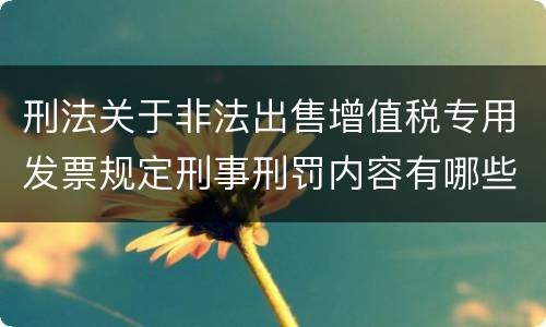 刑法关于非法出售增值税专用发票规定刑事刑罚内容有哪些
