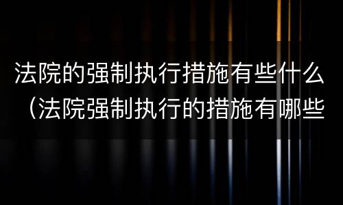 法院的强制执行措施有些什么（法院强制执行的措施有哪些）
