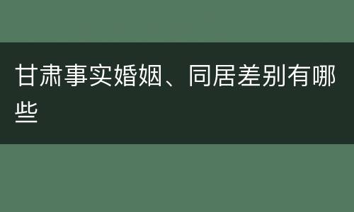 甘肃事实婚姻、同居差别有哪些