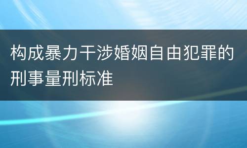 构成暴力干涉婚姻自由犯罪的刑事量刑标准