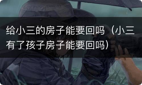 给小三的房子能要回吗（小三有了孩子房子能要回吗）