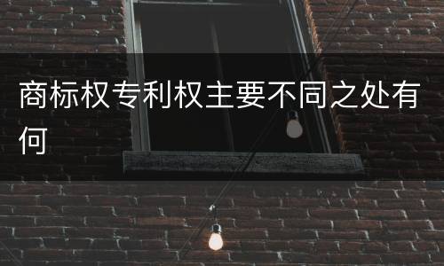 商标权专利权主要不同之处有何