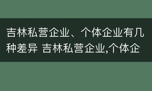 吉林私营企业、个体企业有几种差异 吉林私营企业,个体企业有几种差异类型