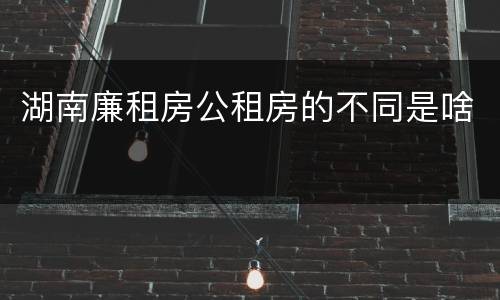 湖南廉租房公租房的不同是啥