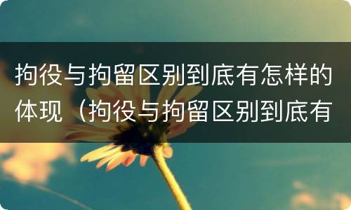 拘役与拘留区别到底有怎样的体现（拘役与拘留区别到底有怎样的体现呢）