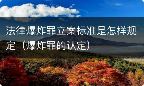 法律爆炸罪立案标准是怎样规定（爆炸罪的认定）