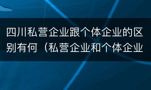 四川私营企业跟个体企业的区别有何（私营企业和个体企业有什么区别）