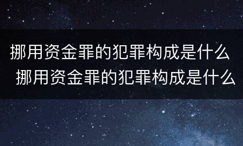 挪用资金罪的犯罪构成是什么 挪用资金罪的犯罪构成是什么案件