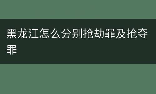 黑龙江怎么分别抢劫罪及抢夺罪