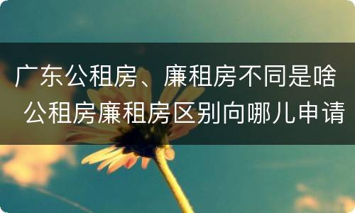 广东公租房、廉租房不同是啥 公租房廉租房区别向哪儿申请