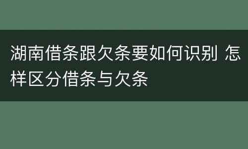 湖南借条跟欠条要如何识别 怎样区分借条与欠条