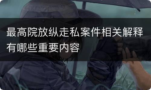 最高院放纵走私案件相关解释有哪些重要内容