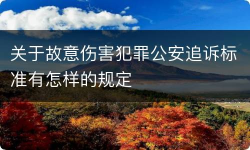 关于故意伤害犯罪公安追诉标准有怎样的规定