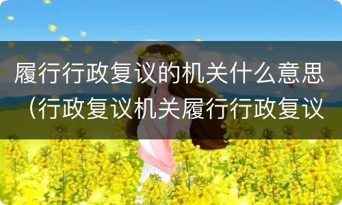 履行行政复议的机关什么意思（行政复议机关履行行政复议）
