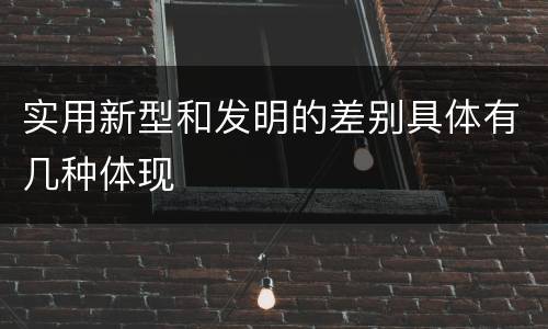 实用新型和发明的差别具体有几种体现