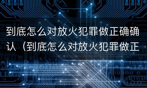 到底怎么对放火犯罪做正确确认（到底怎么对放火犯罪做正确确认呢）