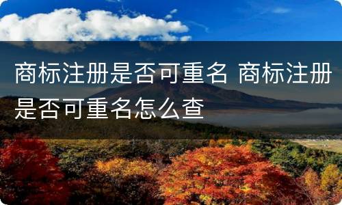 商标注册是否可重名 商标注册是否可重名怎么查