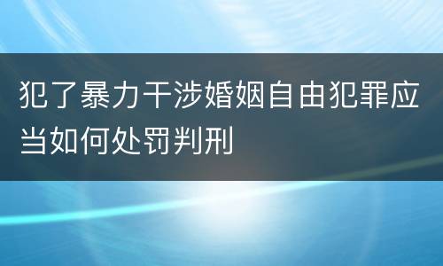 犯了暴力干涉婚姻自由犯罪应当如何处罚判刑
