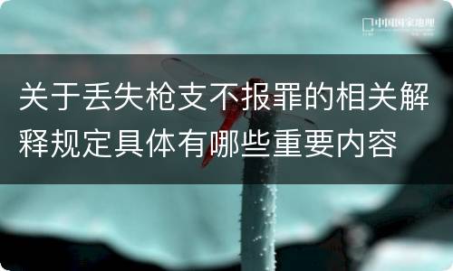 关于丢失枪支不报罪的相关解释规定具体有哪些重要内容