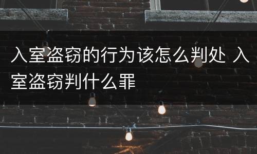 入室盗窃的行为该怎么判处 入室盗窃判什么罪