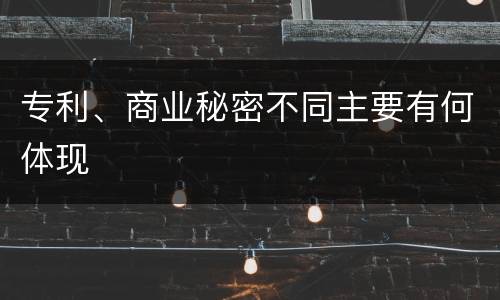专利、商业秘密不同主要有何体现