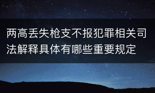 两高丢失枪支不报犯罪相关司法解释具体有哪些重要规定