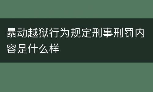 暴动越狱行为规定刑事刑罚内容是什么样
