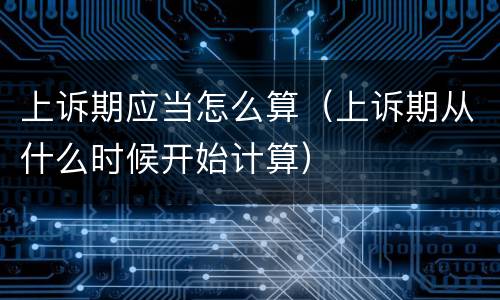 上诉期应当怎么算（上诉期从什么时候开始计算）