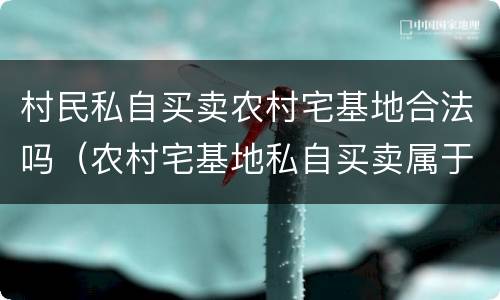 村民私自买卖农村宅基地合法吗（农村宅基地私自买卖属于什么行为）