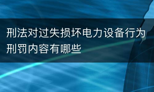 刑法对过失损坏电力设备行为刑罚内容有哪些