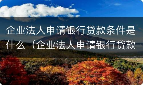 企业法人申请银行贷款条件是什么（企业法人申请银行贷款条件是什么呢）