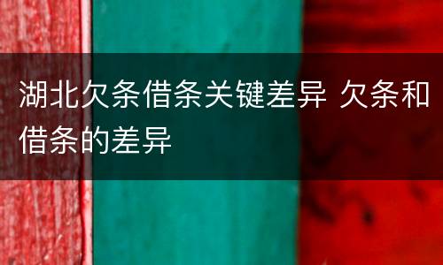 湖北欠条借条关键差异 欠条和借条的差异