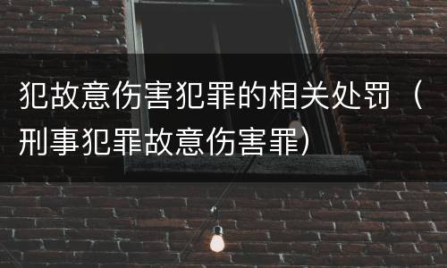 犯故意伤害犯罪的相关处罚（刑事犯罪故意伤害罪）